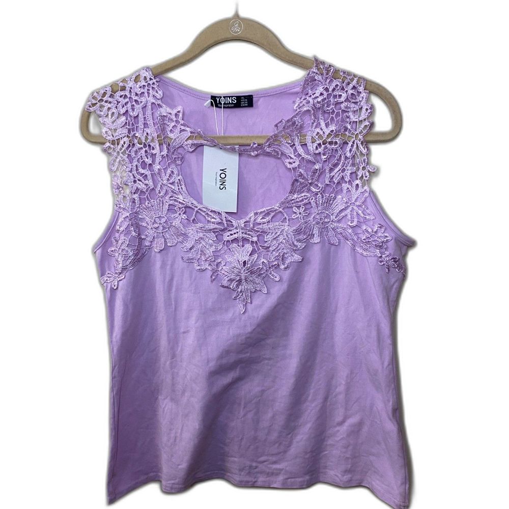 NWT Yonis Purple Fairycore Lace Detailed Summer Tank Top Size XL